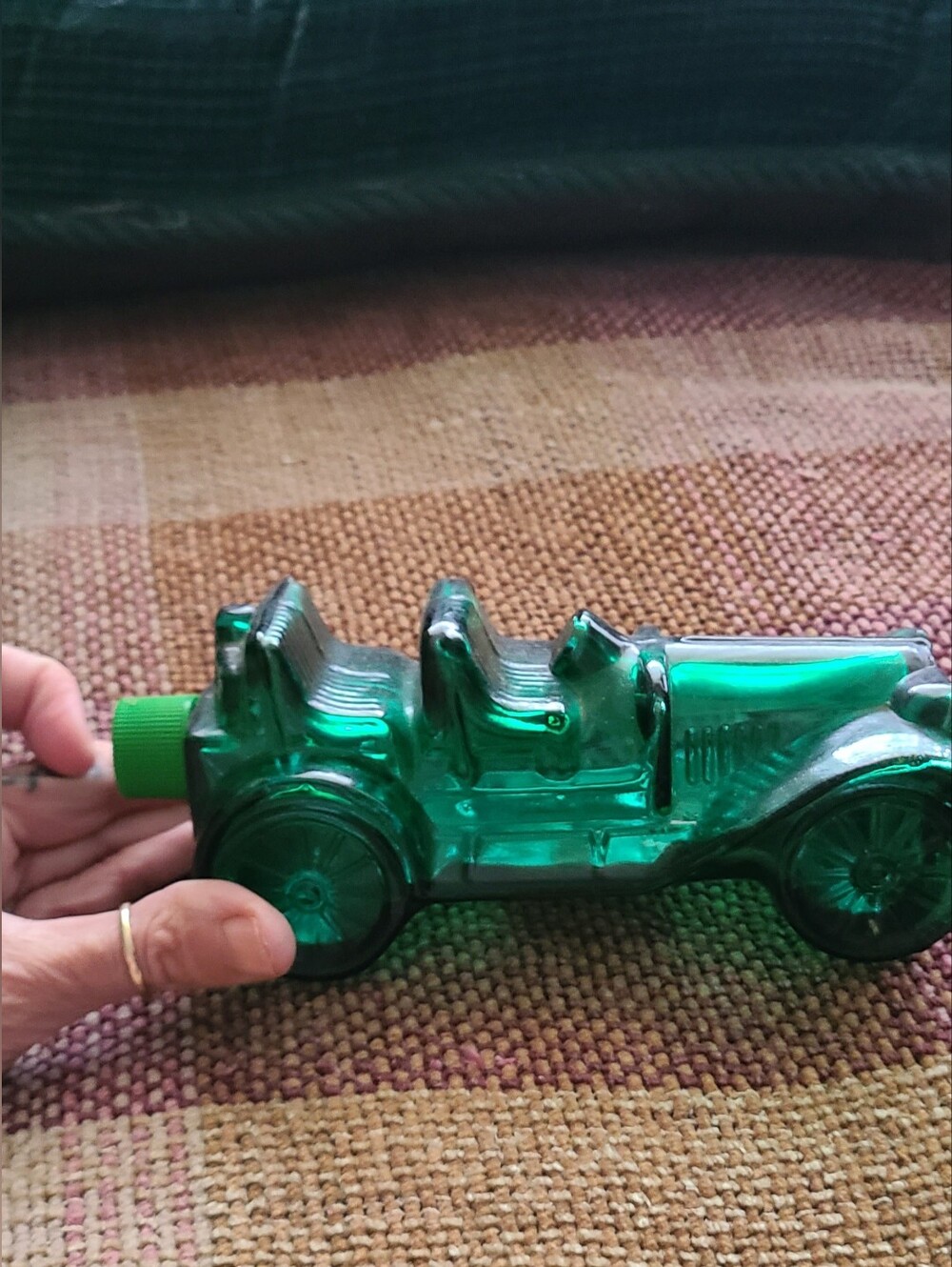 Green Vintage-Style Avon Wild Country Aftershave Car Bottle.